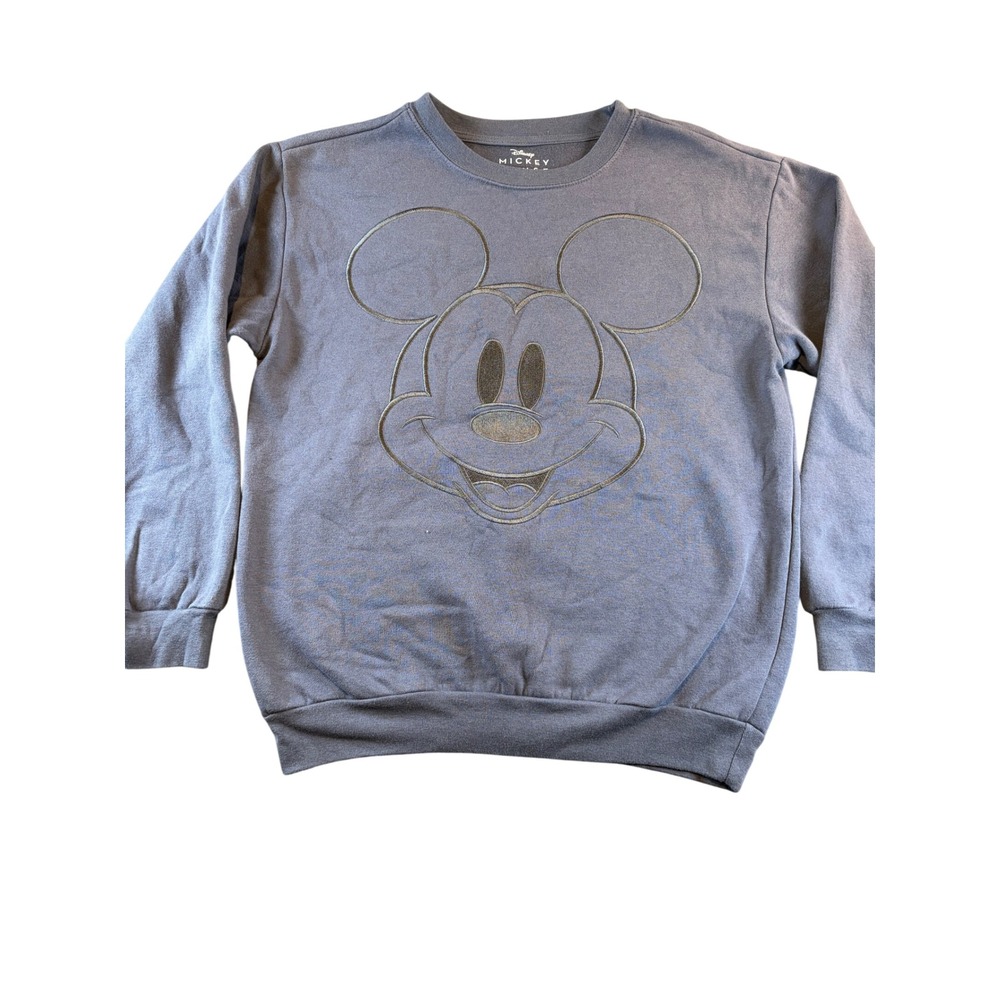 Disney Mickey Mouse Embroidered Crewneck Sweatshirt Blue Gray Small S 4-6
